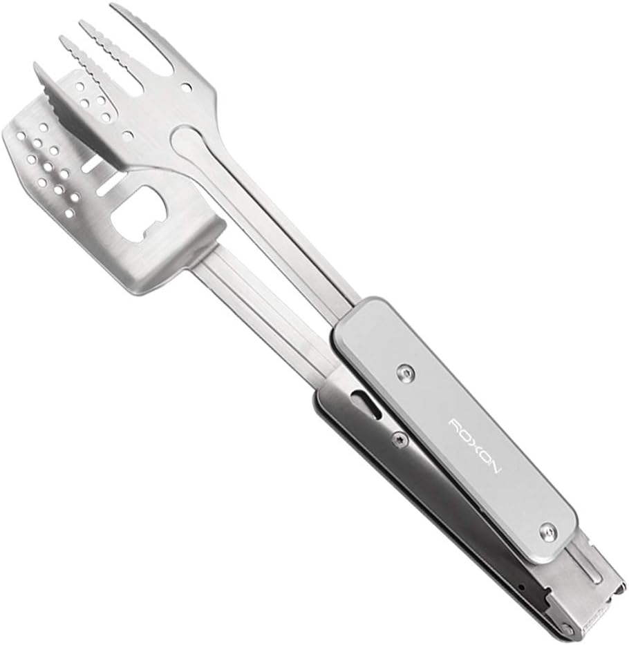 ROXON 4 in 1 Mini Folding BBQ Barbecue Combo Tool (Grey)