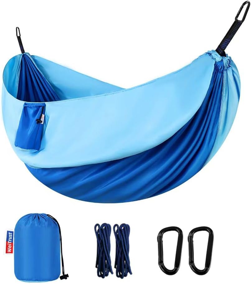 Camping Hammock, Portable Hammocks with Tree Straps & Attached Carry Bag, Travel Tree Hammocks for Outside Indoor Hiking Beach Backpack Travel(Gray, Nylon)