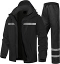 Men's Rain Suit High Visibility Reflective Work Rain Jacket Pants for All Sport Farm Fishing Motorcycle