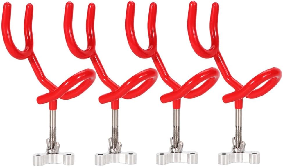 4pcs Sure Grip Steel Boat Rod Holder 20 Degree PVC Coated Steel Wire Fishing Pole Holder (Red)