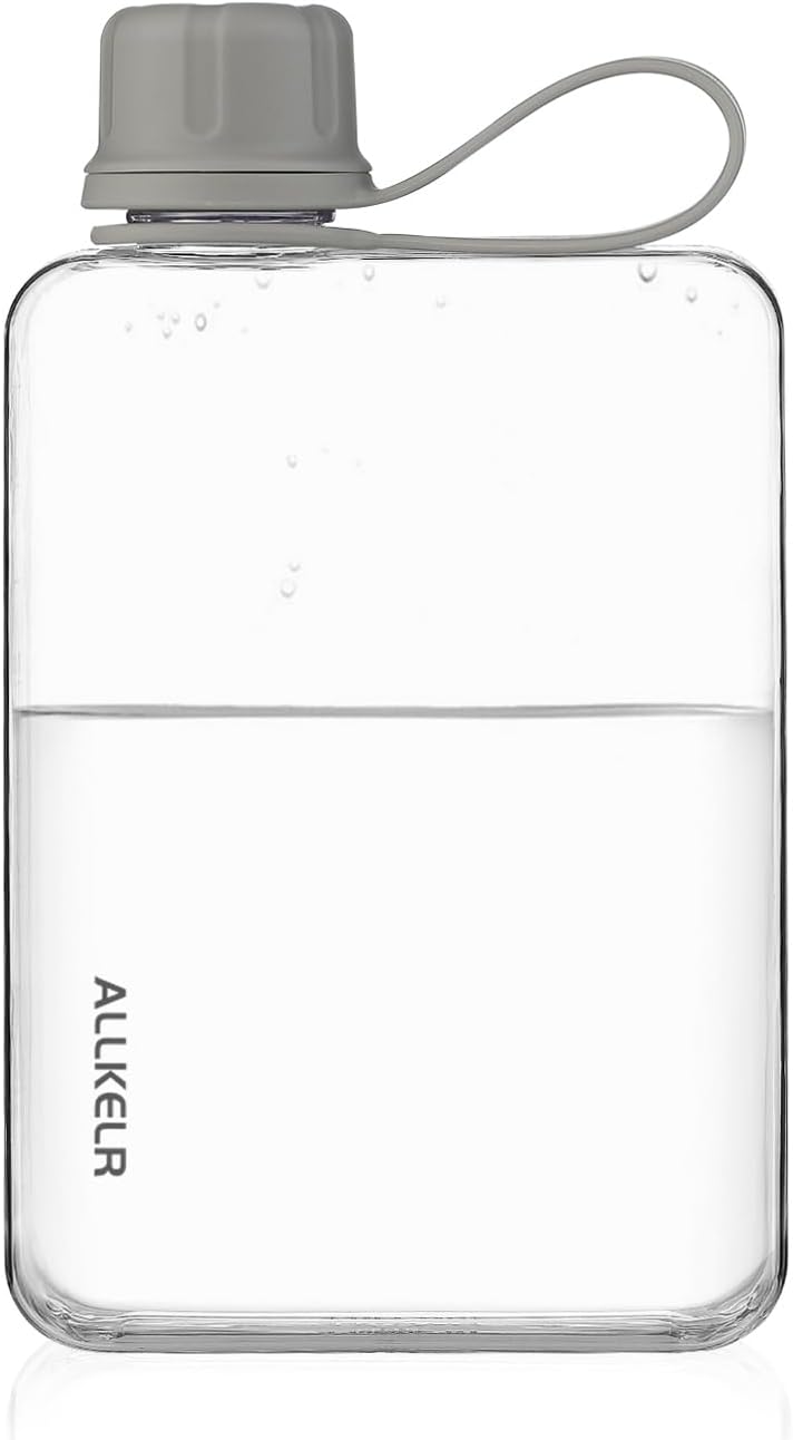 Portable Flat Water Bottle, 13.5 oz, White
