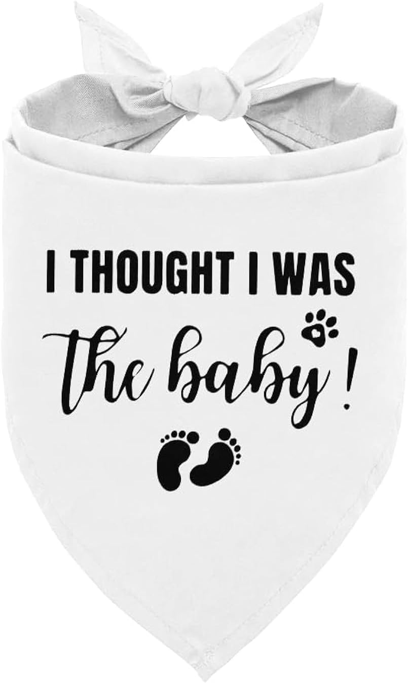 I Thought I Was The Baby Dog Bandana - Pregnancy Announcement Triangle Scarf for Large Dogs (L)