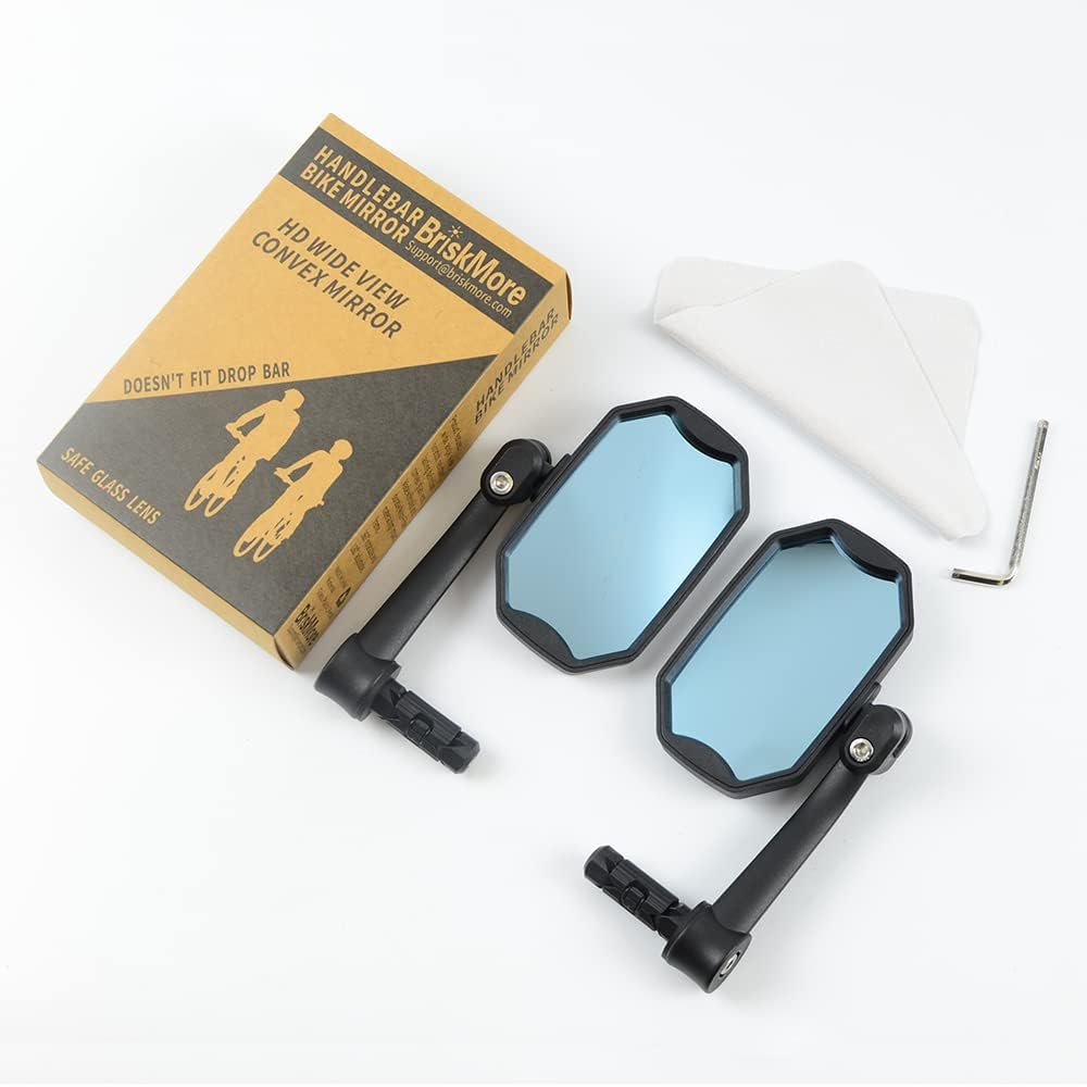 BriskMore Barend Mirror for E-Bikes & Scooters, HD Glass,1 Pair