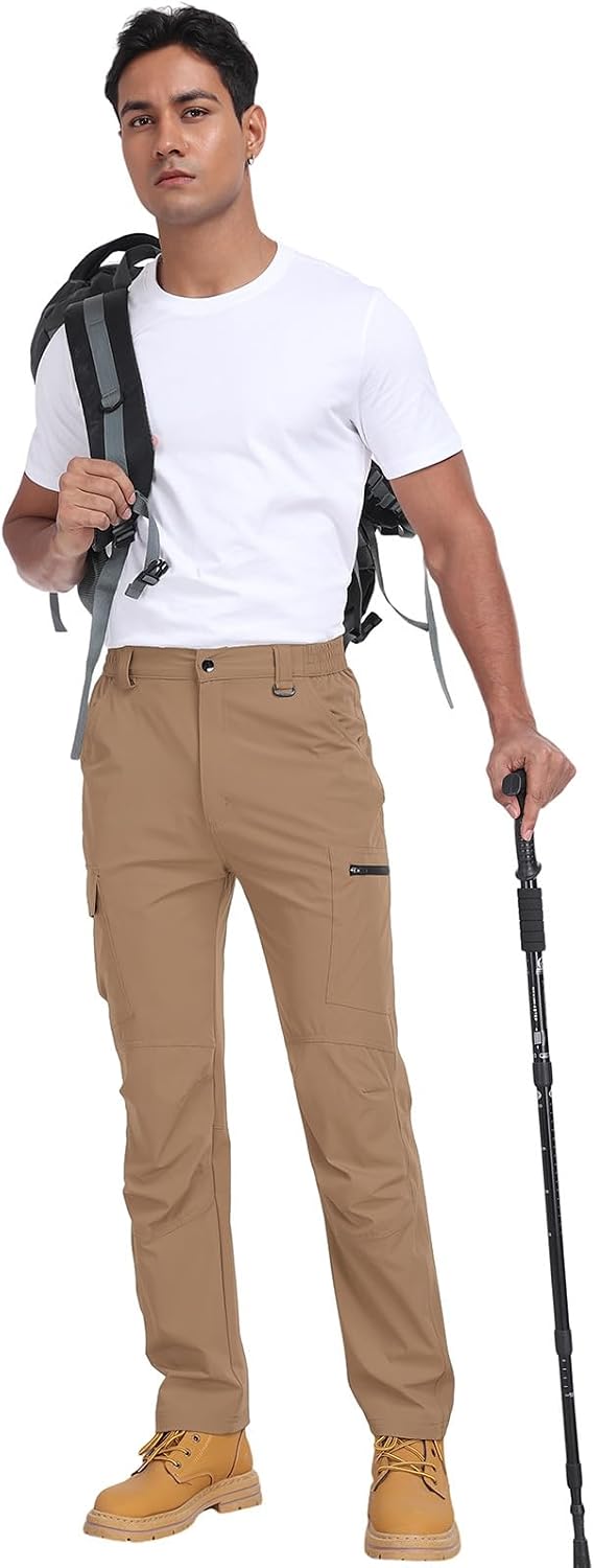 Men's Hiking Cargo Pants Water Resistant Quick Dry Lightweight Pants with 6 Pockets Tactical Work Pants