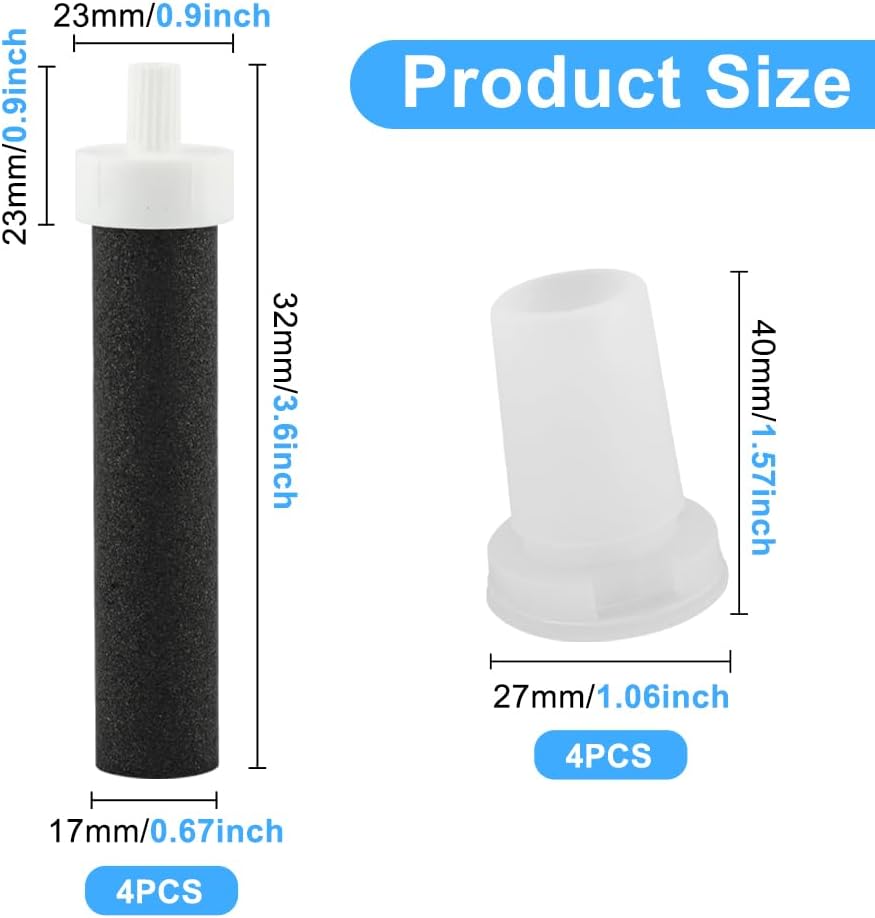 4-Pack Replacement Filters and Silicone Mouthpieces for Brita Water Bottles, Compatible with Hard Sided and Sport Bottles, Leak-Proof, Secure Seal, Easy Installation