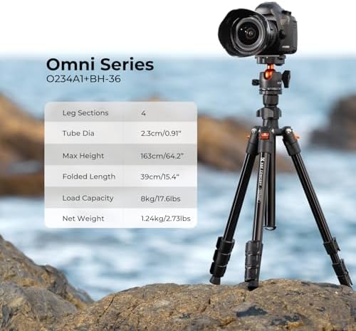 K&F Concept 64 inch/163cm Lightweight Aluminum Travel Camera Tripod