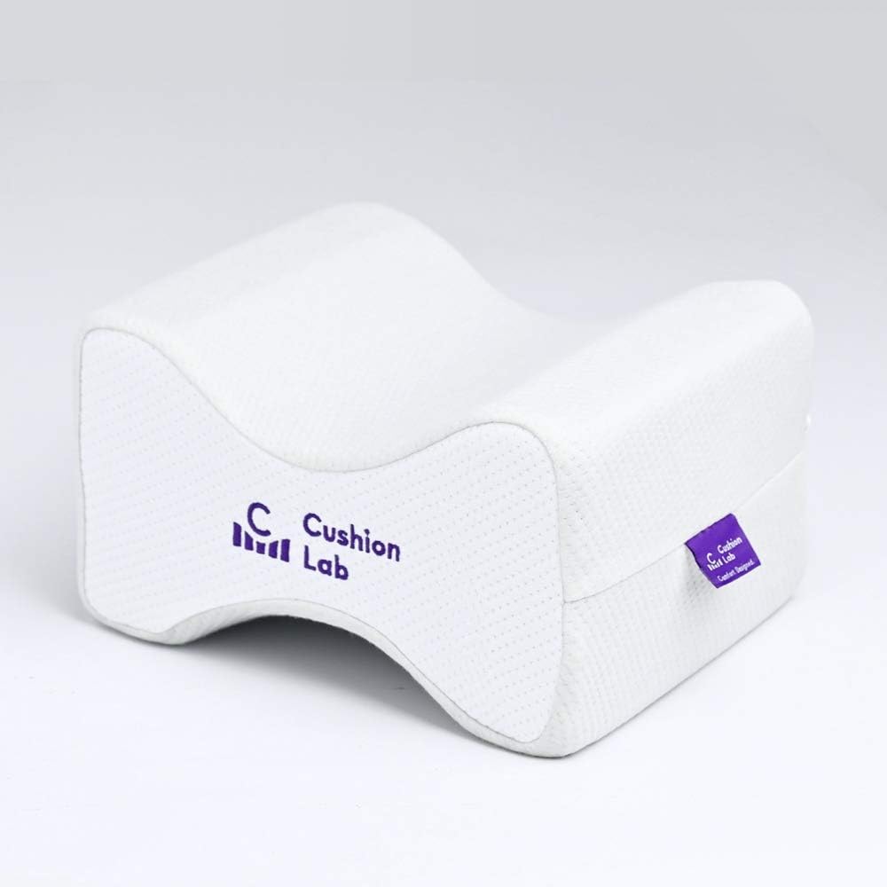 C CUSHION LAB Extra Support Orthopedic Knee Pillow for Side Sleepers - Healthy Alignment Leg Pillow for Sleeping - Hip, Pregnancy, Sciatica, & Back Pain Relief - Memory Foam Contour Wedge - Large Size
