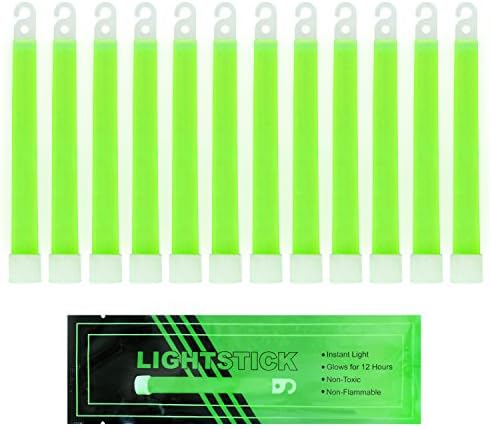 MediTac Green Glow Sticks - Premium Bright 6” Snap & Light Sticks - 12 Hour (12 Pack)