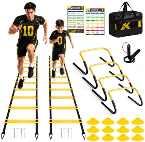 BORNEW 2 Pack Agility Ladder, Soccer Speed Training Equipment Set