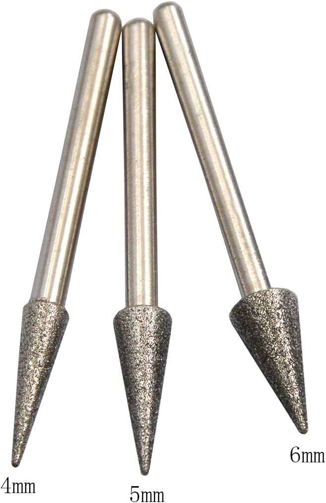 30Pcs 6mm Triangular Head,3mm Shaft,Diamond Stone Abrasive Burs Burr Grit Bits for Rotary Tool Grinding Head Jewelry Lapidary Woodworking (Triangular 6mm)