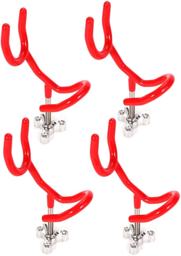 4pcs Sure Grip Steel Boat Rod Holder 20 Degree PVC Coated Steel Wire Fishing Pole Holder (Red)