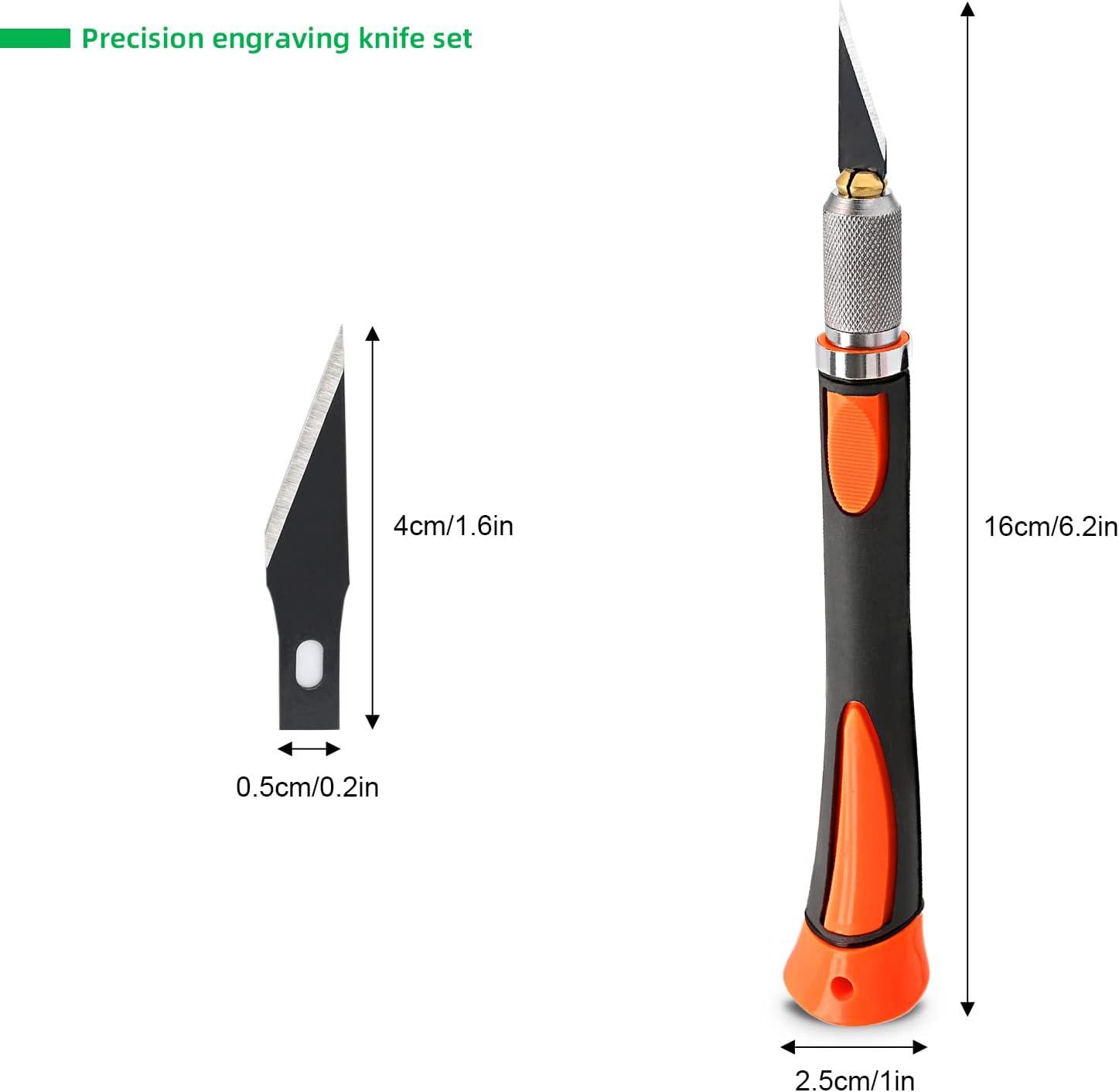 FOSHIO 2 Pack Precision Craft Knife Set with 20 Pieces Replacement Blades, Ergonomic Non-Slip Handle Hobby Knife with Protective Cover for Art, Craft Scrapbooking, Stencil (Orange)