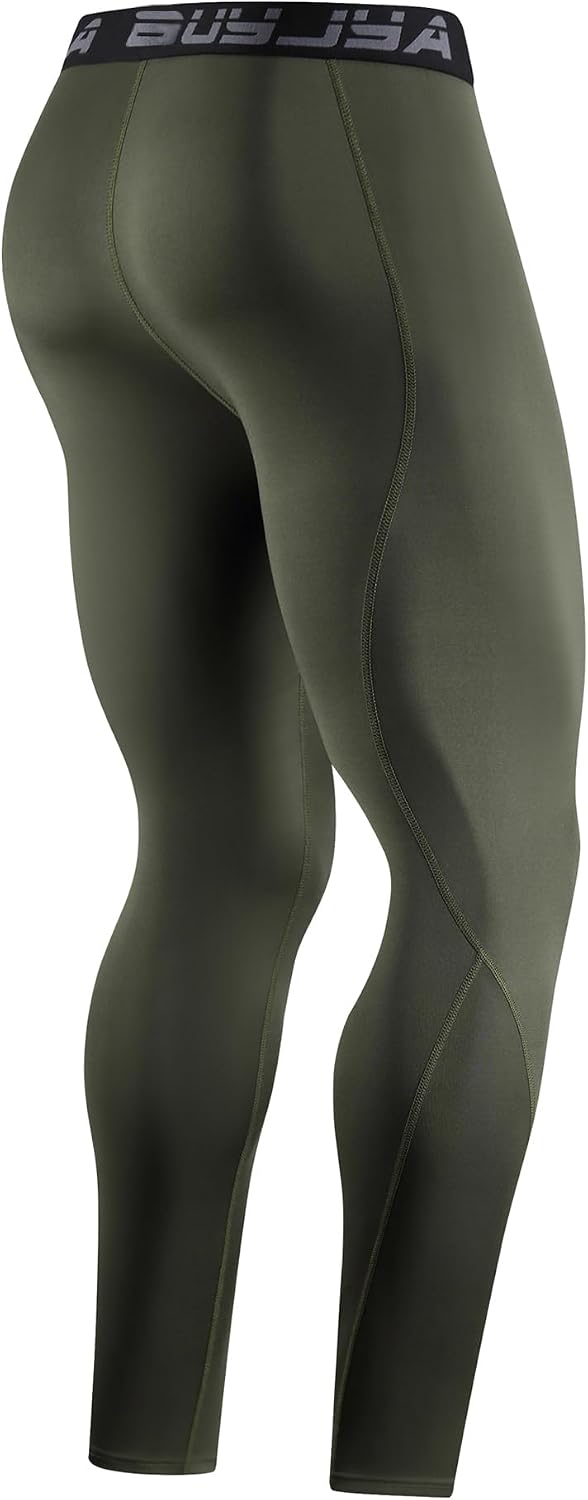 BUYJYA 3 or 5 Pack Men's Compression Pants Base Layer Tights Leggings