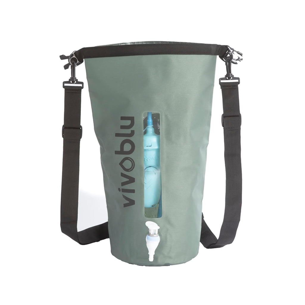 Vivoblu 10 Liter Water Bladder Backpack - Hydration Filtration Purifier Bag for Vivoblu Core Family Filter - Portable Purifying Pack for Backpacking, Hiking, Camping, Prepping, Survival - Army Green