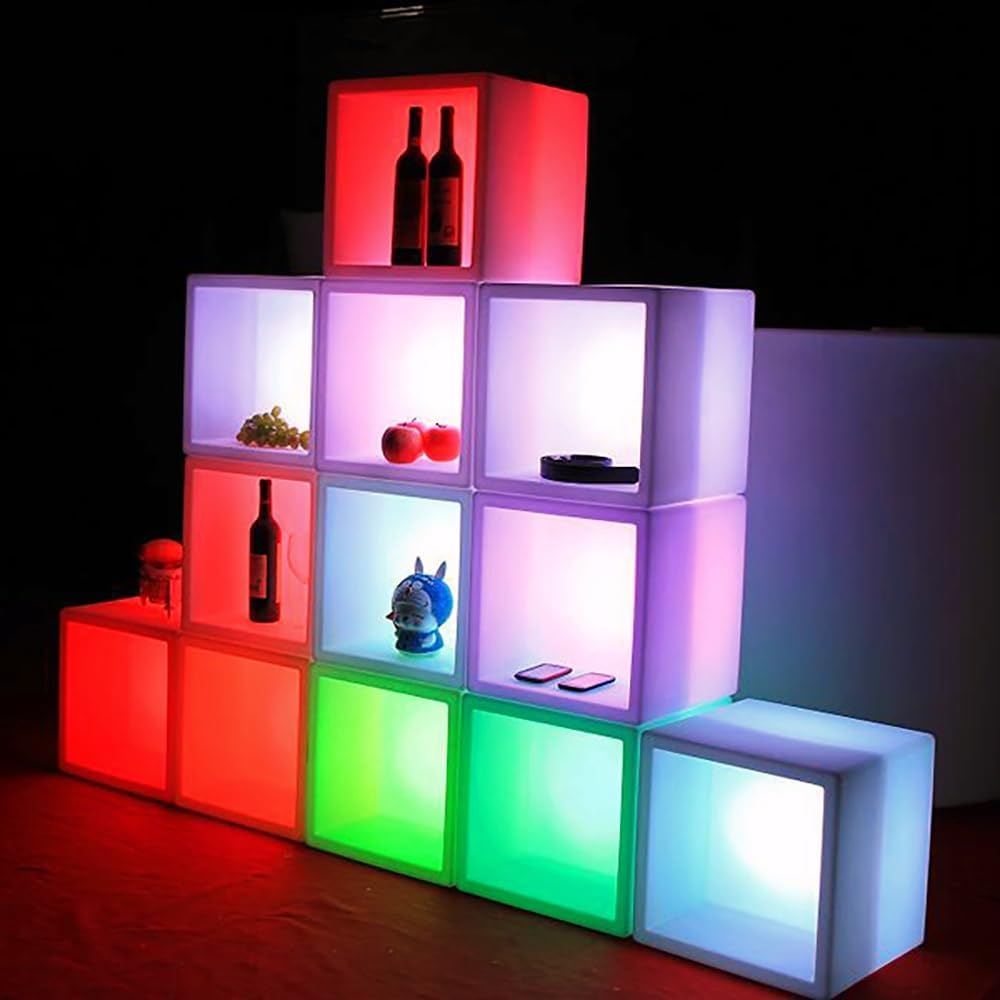 Mr.Go 16" Hollow LED Light Cube, RGB Glowing Storage Container & Ice Bucket