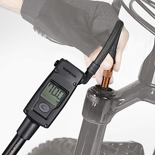 Topeak PocketShock Digital Shock Pump with 300 PSI Digital Gauge, Pressure-Rite Connector, and Air Release Button