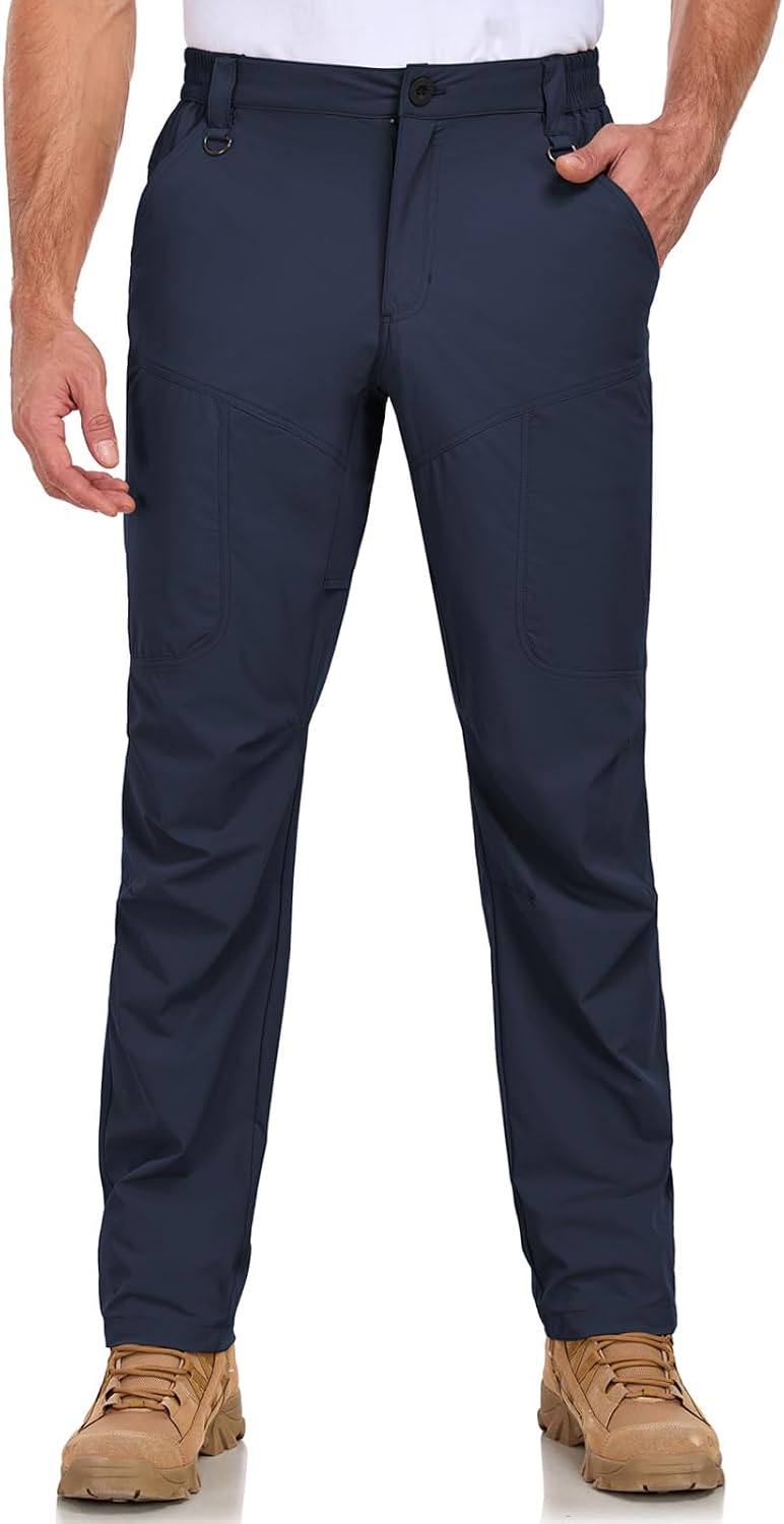 SPOSULEI Mens Lightweight Cargo Hiking Outdoor Quick Dry Work Tactical Pants 6 Pockets Water Resistant Fishing Travel Pants