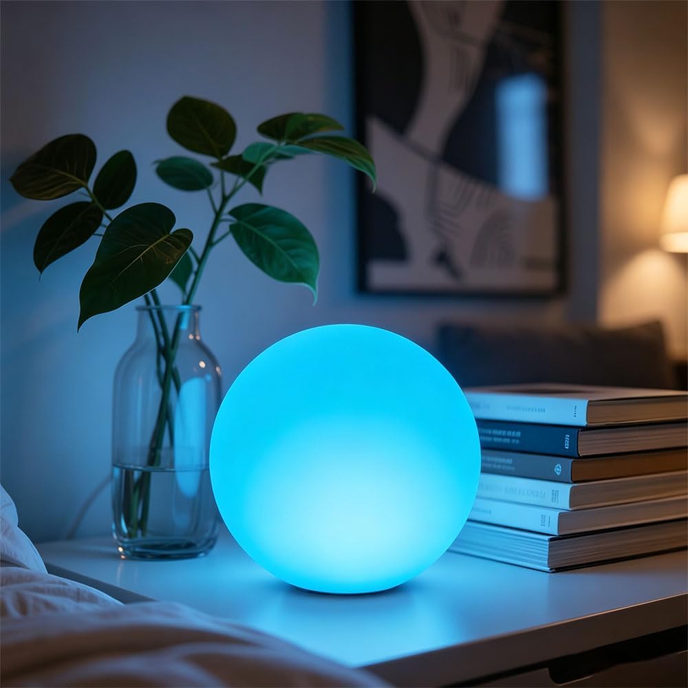 8-in LED Glowing Ball Light, Dimmable LED Globe Orb Light Mood Lamp for Kid