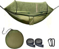 Camping Hammock with Mosquito Net, Lightweight Portable Double & Single Hammock Tent with 2 Tree Straps, Parachute Nylon Hammock for Outdoor Backpacking Beach Backyard Patio Hiking, Arm Green