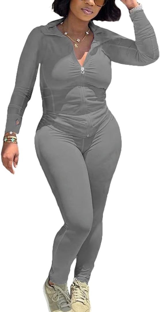 Mrskoala Two Piece Outfits for Women Jogger Sets Workout Sweat Suits Tracksuit Pants Set