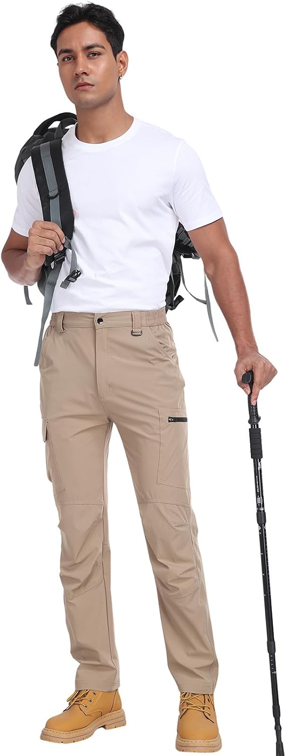 Men's Hiking Cargo Pants Water Resistant Quick Dry Lightweight Pants with 6 Pockets Tactical Work Pants