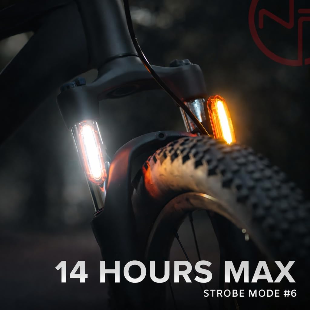 Super Bright Rear Bike Light - Red & White Back LED - USB-C Rechargeable 14hr Max - Best Safety Flashing Lights - Visible for Night Riding, Adults, Kids, Road, Mountain, Dirt, e Bicycle, reflectors