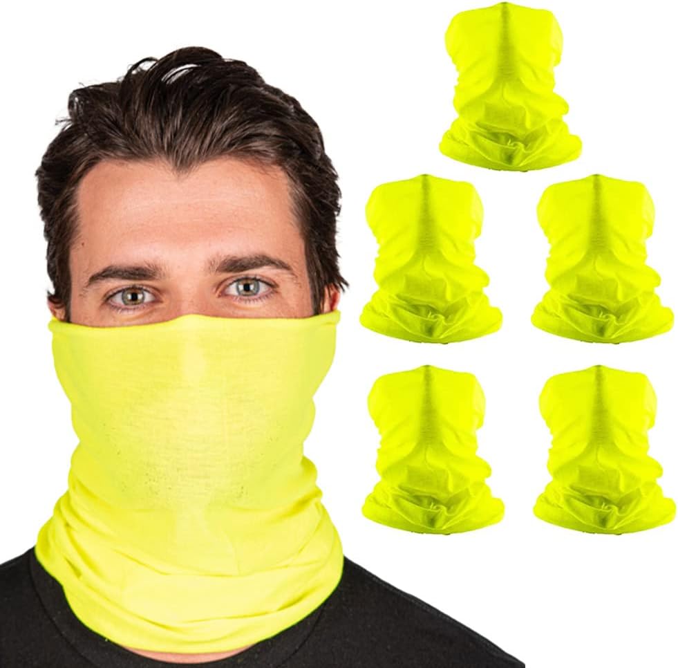 S A Soul of Adventure 5-Pack UV Face Shield | UV 30+ Multipurpose Neck Gaiter Balaclava for Adults | Multiple Color Packs