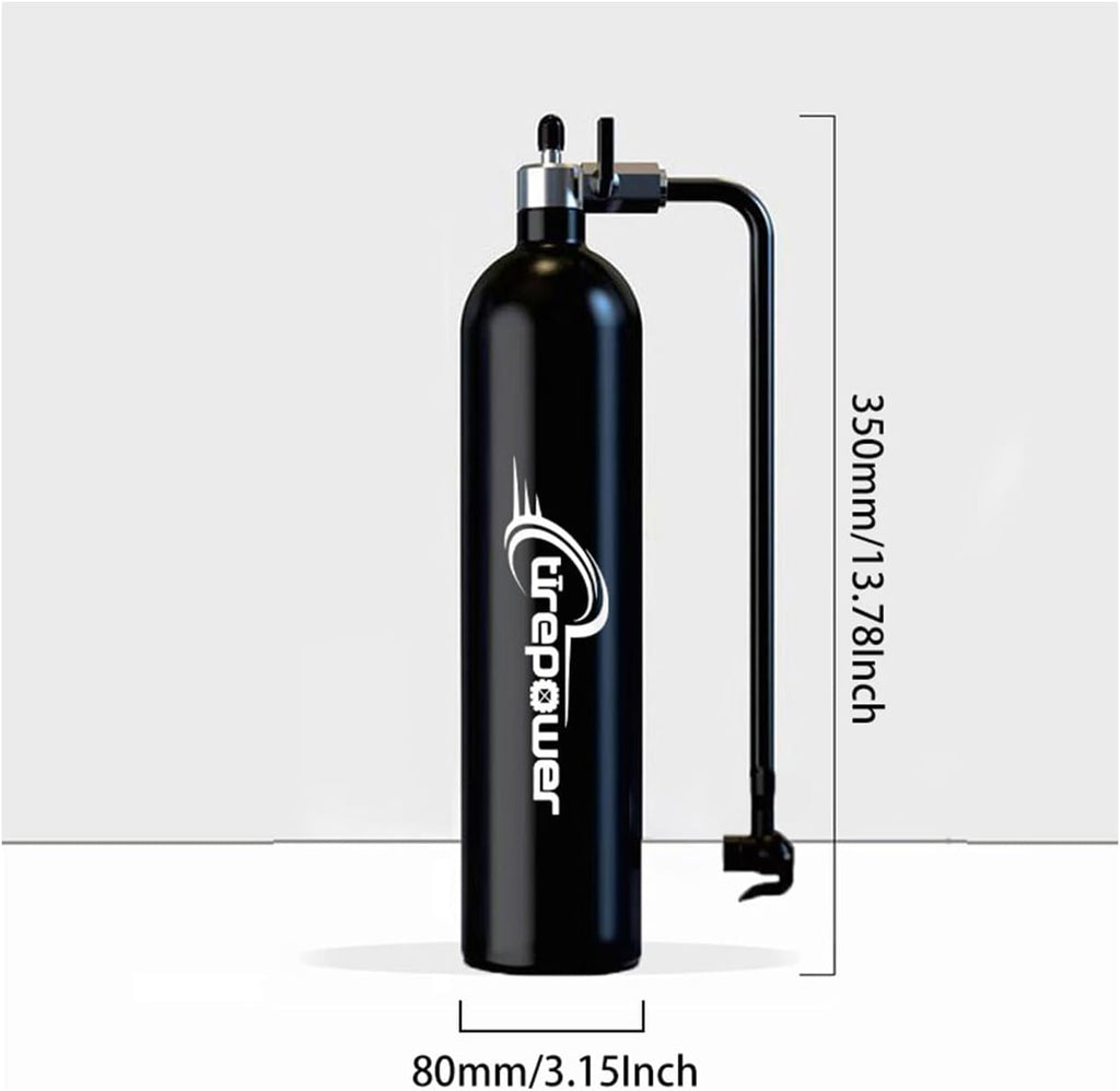 High-Pressure Tubeless Bike Tire Inflator Air Tank - 200 PSI Aluminum Alloy Bicycle Tyre Booster for MTB & Road Bike -Clik,Presta,Schrader valves Compatible