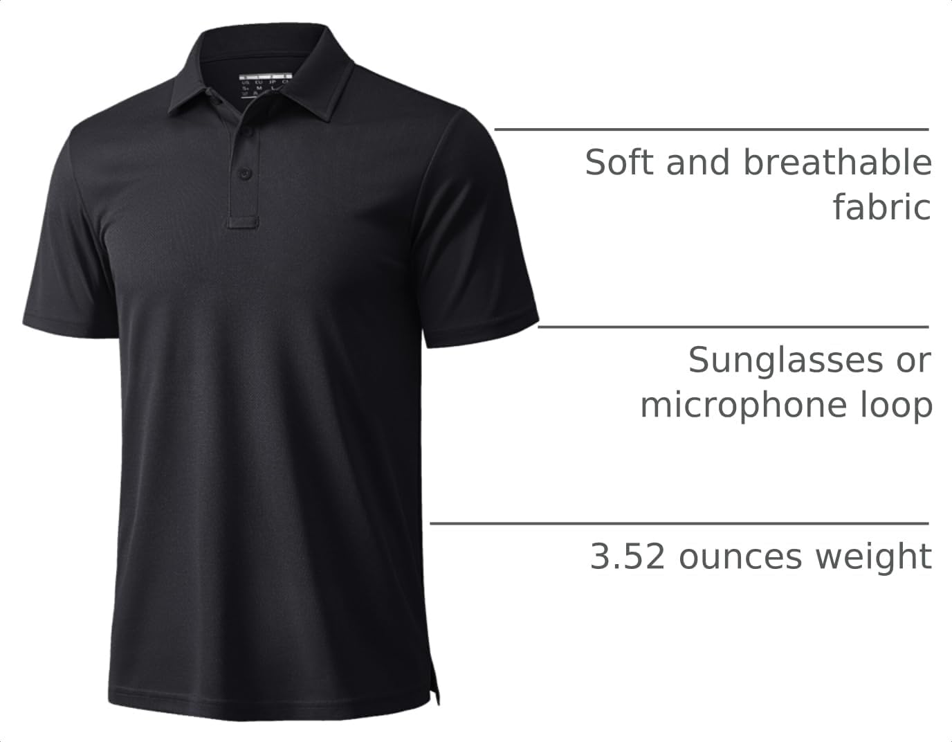 MAGCOMSEN Men's Polo Shirts Short Sleeve Golf Quick Dry Collared Moisture Wicking Athletic Performance Polos