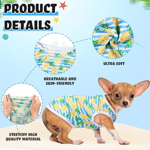 32 Pack Summer Hawaiian Dog Shirts for Small Dogs T-Shirts Pet Shirt Doggie Vest Puppy Clothes Flamingo Top Sleeveless Apparel for Cats(Small)