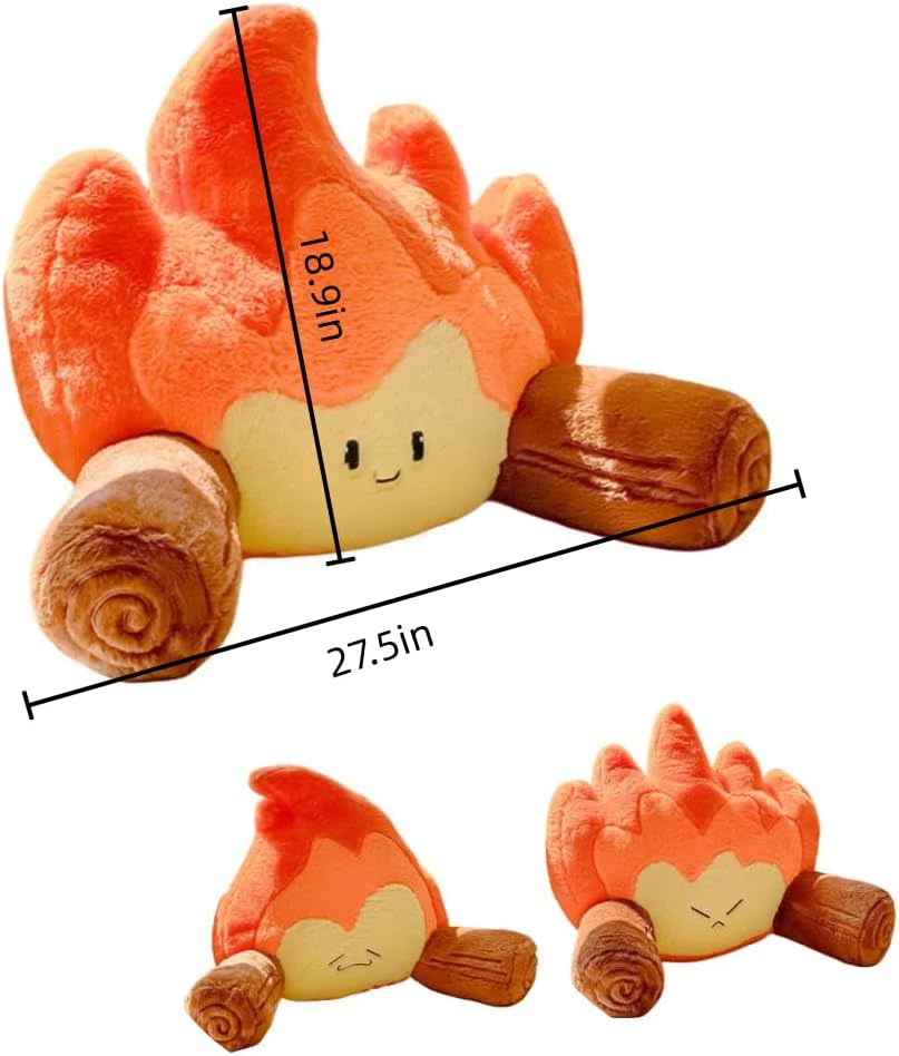 Reading Pillow for Sitting in Bed - Funny Campfire Back Rest, Fake Fire Backrest for Chair, Couch, Sofa and Car - Cartoon Bonfire Design