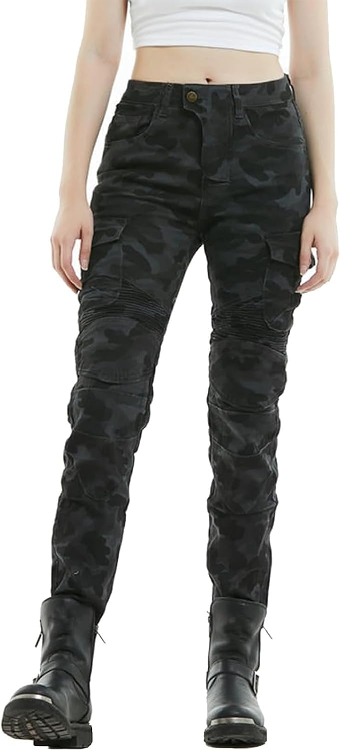 LOMENG Motorcycle Riding Pants Women with CE Level 2 Removable Armor