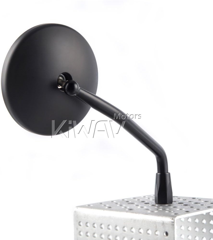 KiWAV Eclipse Mirrors Black Round Rear View Side Mirrors E-mark compatible for Triumph M10 10mm bolt-on