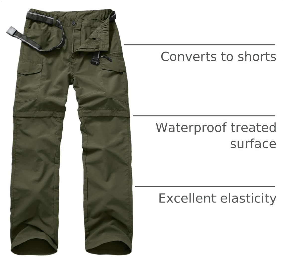 mixtiq Mens Hiking Convertible Pants Water-Resistant Quick Dry Pants