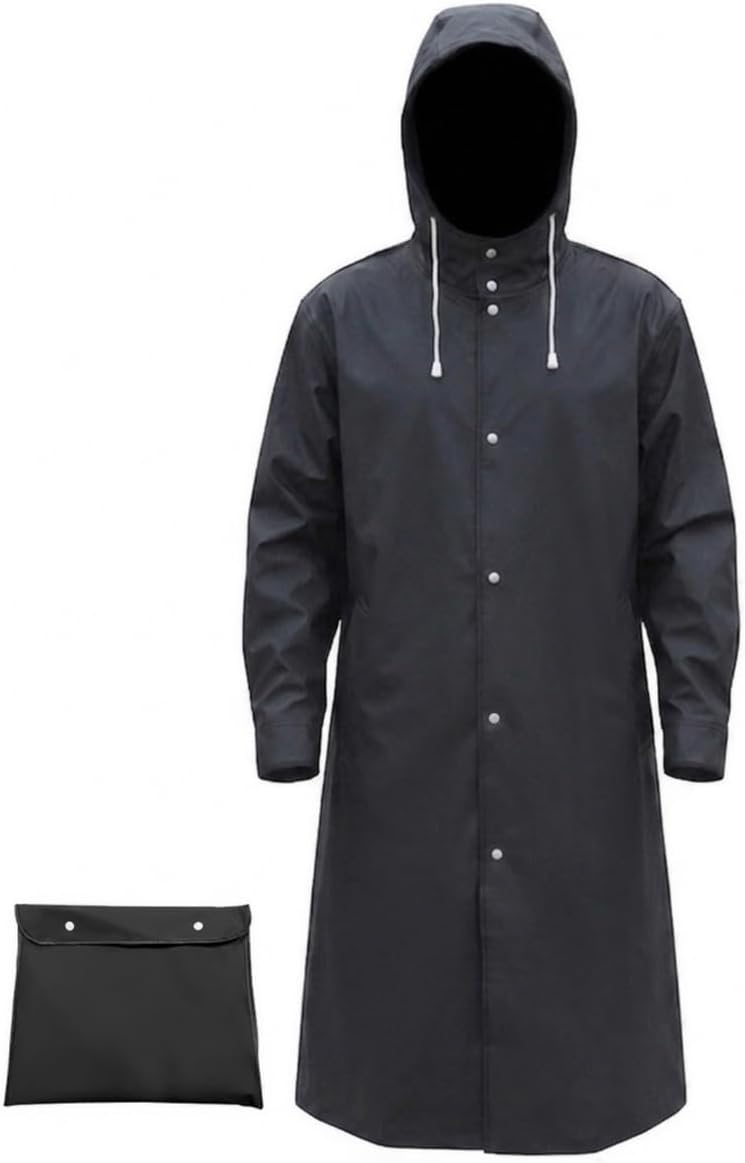 Men's Reusable EVA Raincoat Long Waterproof Trench Coat