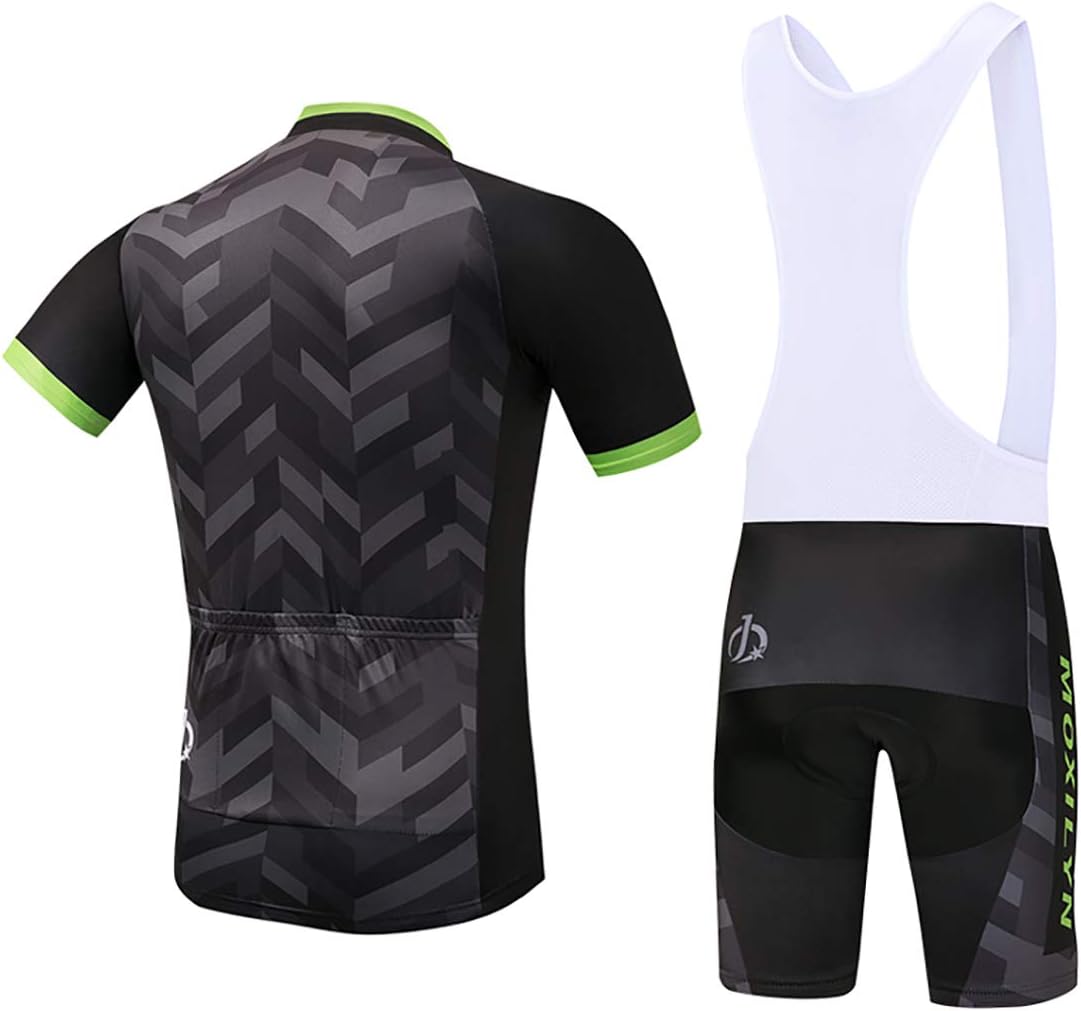 Men's Quick-Dry Cycling Jersey Set Road Bike Bicycle Shirt + Bib Shorts with 9D Gel Pad MTB Riding Clothing Kit