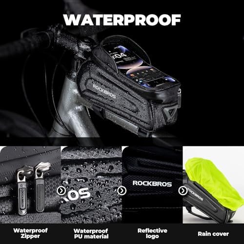 ROCKBROS Bike Phone Bag, [Oversized] EVA Waterproof Bike Top Tube Bag