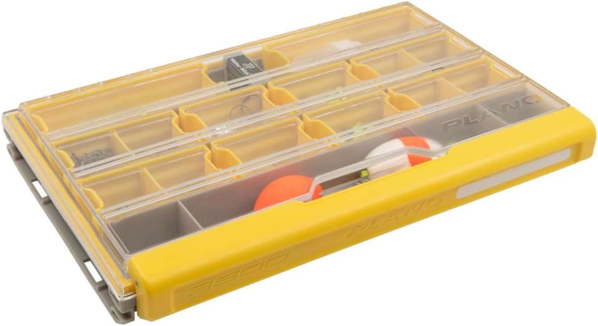 Plano EDGE 3600 Premium Tackle Utility Box, Gray and Yellow with Clear Lid, Rust-Resistant and Waterproof, Customizable Tackle Protection Organization
