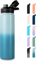 Fijinhom Insulated Water Bottle with Handle, 304 Stainless Steel Water Bottles with Wide Mouth, Double Wall Vacuum Sports Water Bottle, BPA Free, Keep Cold and Hot, 24 Ounces, Coastal Fade