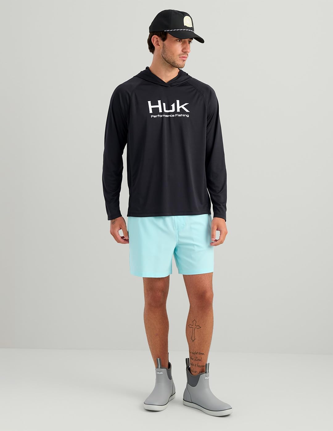 HUK Mens Pursuit Vented Long Sleeve Hoodie, Fishing Shirt with Hood