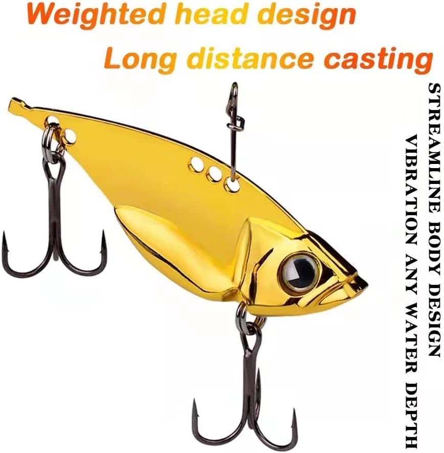 5 Pack Metal Blade Baits for Bass Fishing Lures Hard Metal VIB Fishing Spoons Crankbaits Swimbaits for Trout Walleye Crappie Saltwater Blade Bait Fishing