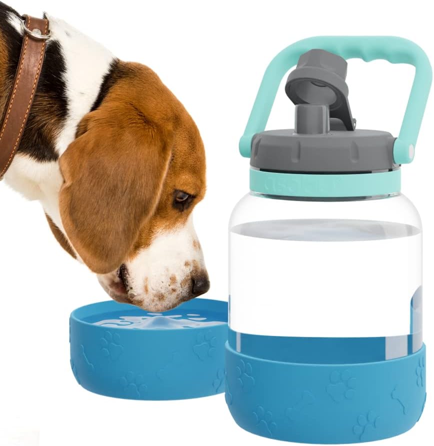 Asobu Tritan Water Bottle with Dog Bowl Attached 50 Ounces (Burgandy)