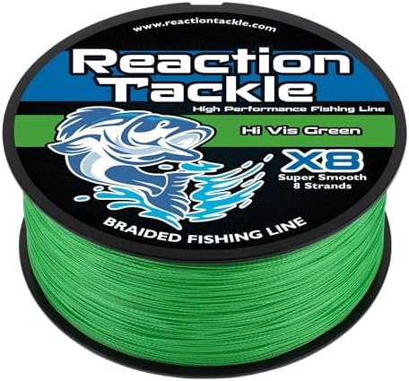 Reaction Tackle Braided Fishing Line - Pro Grade Power Performance for Saltwater or Freshwater Fish - Colored Fishing Line Braid for Extra Visibility