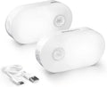 Lyridz Rechargeable Motion Sensor Night Light, Cool White LED Stick-on Closet Light with Dusk to Dawn Sensor, 1-20LM Stepless Adjustable Brightness for Bedroom, Wall, Kitchen, Stairs, Hallway, 2-Pack