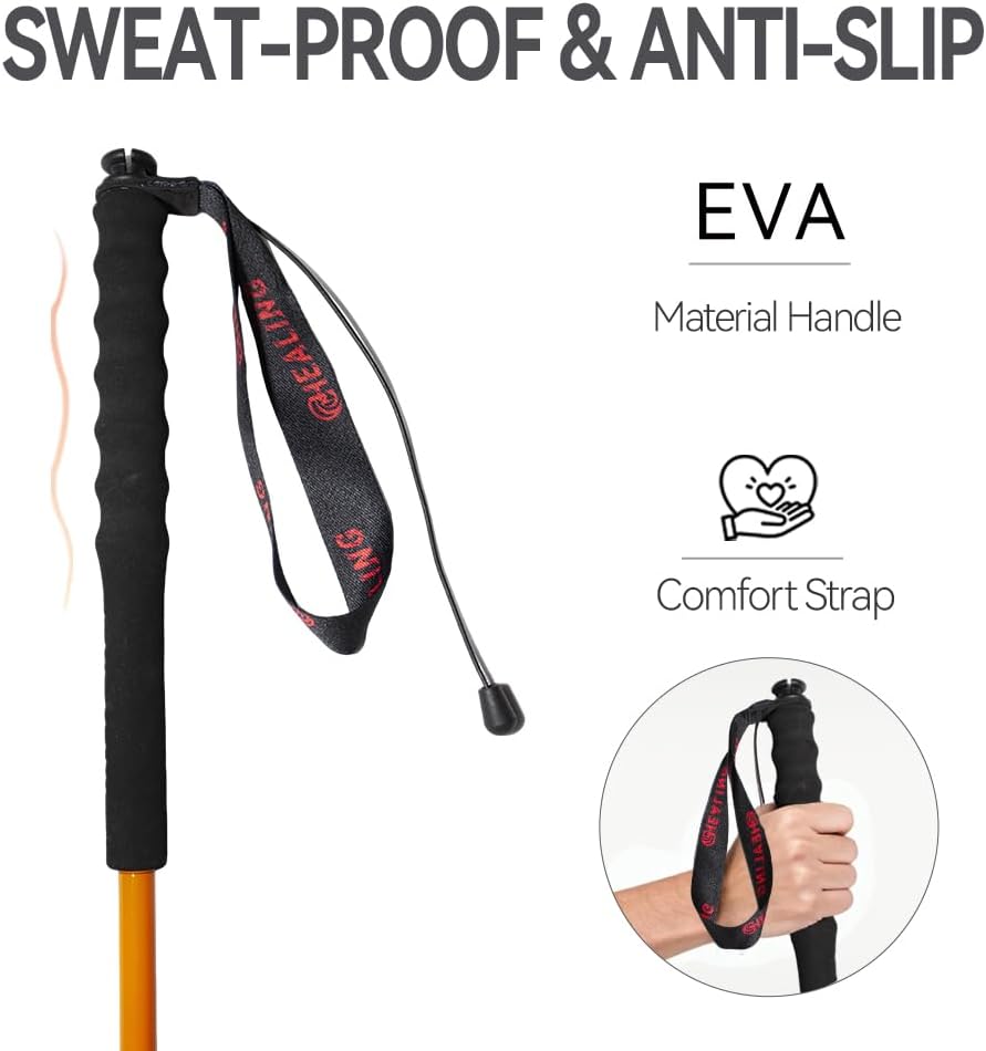 2pc High Strength 5-Section Foldable Carbon Fiber Trekking Poles - 115g/125g/130g, Compact Hiking Staff for Men & Women, Ideal for Hiking, Trekking, Mountaineering & Backpacking