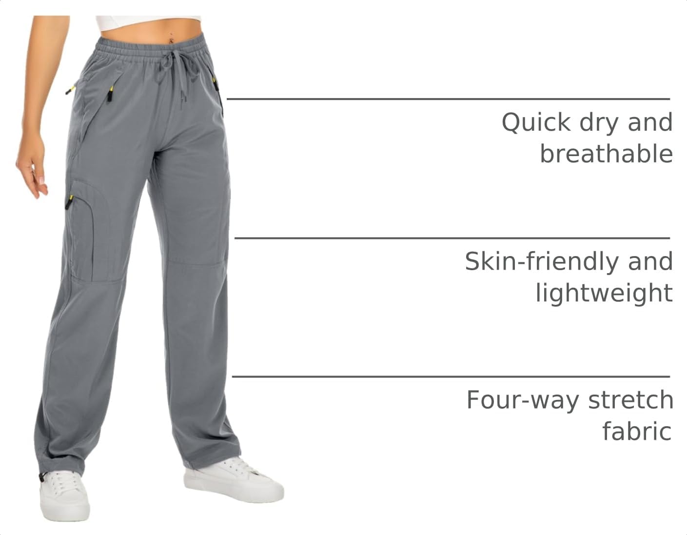 Toomett Women‘s Hiking Cargo Pants UPF 50 Quick Dry with Zipper Pockets