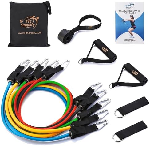 Fit Simplify Resistance Tube Bands 12 Piece Set with Instruction Booklet