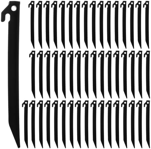 WOPPLXY 50 Pcs Plastic Tent Stakes 9 Inch Heavy Duty Tent Pegs Spike Hook Stakes Light Safe Tent Stakes, Plastic Inflatable Stakes for Halloween Christmas Garden Decorations Camping Outdoor Lawn Tarp