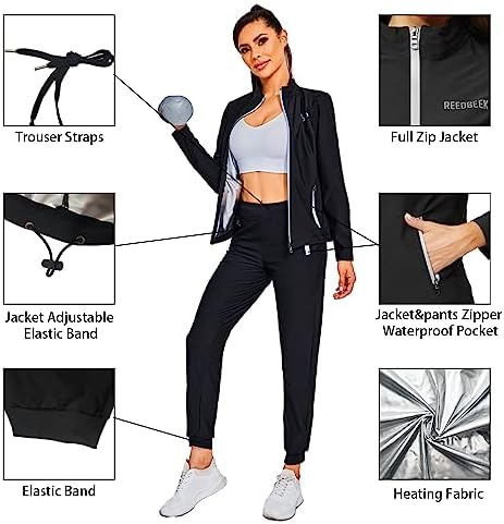 Sauna Suit Weight Loss Hot Sweat Suits Sauna Pants with Pockets Gym Workout Exercise for Women