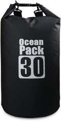 Dry Sack/Waterproof Bag for Boating, Kayaking, Hiking, Snowboarding, Camping, Rafting, Fishing and Backpacking (Black, 30L)